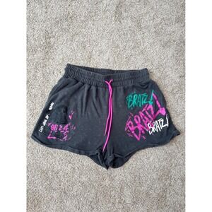 Bratz Lounge Wear Drawstring Shorts Size XL Charcoal Graffiti Style Bratzcore